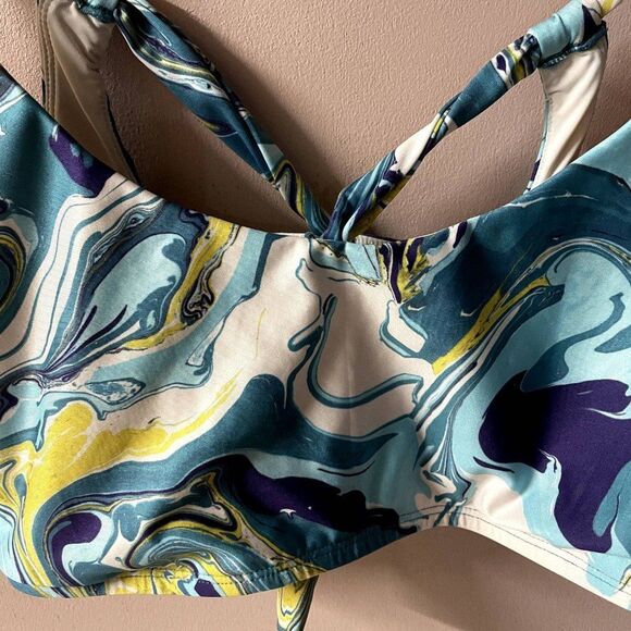 ModCloth Blue Marble Swirl Swim Top Size XL EUC - Picture 11 of 12